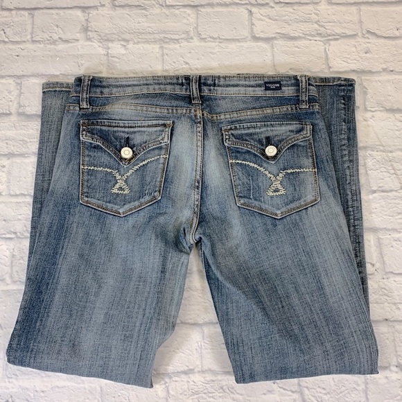 Vigoss Bootcut Flap distressed Jeans Size 11 Medium wash denim Stretch - Picture 1 of 14